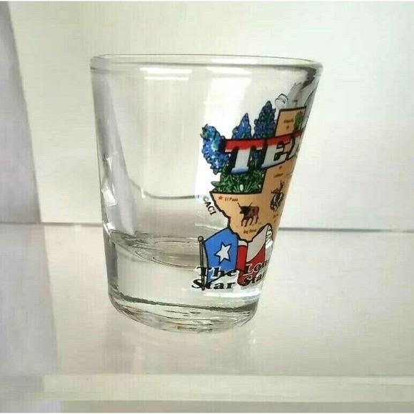 Vintage Texas Souvenir Detailed State Map & Flags Lone Star Shot Glass 2" - Picture 4 of 6